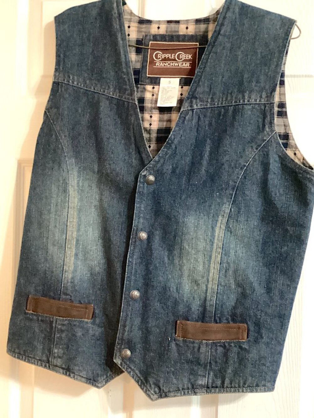 Cripple Creek Denim Vest, Cowboy Ranchwear, Small Men's Western Wear